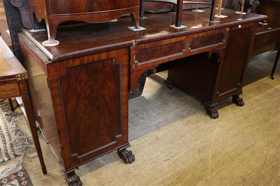 Regency Irish mahogany pedestal sideboard(-)